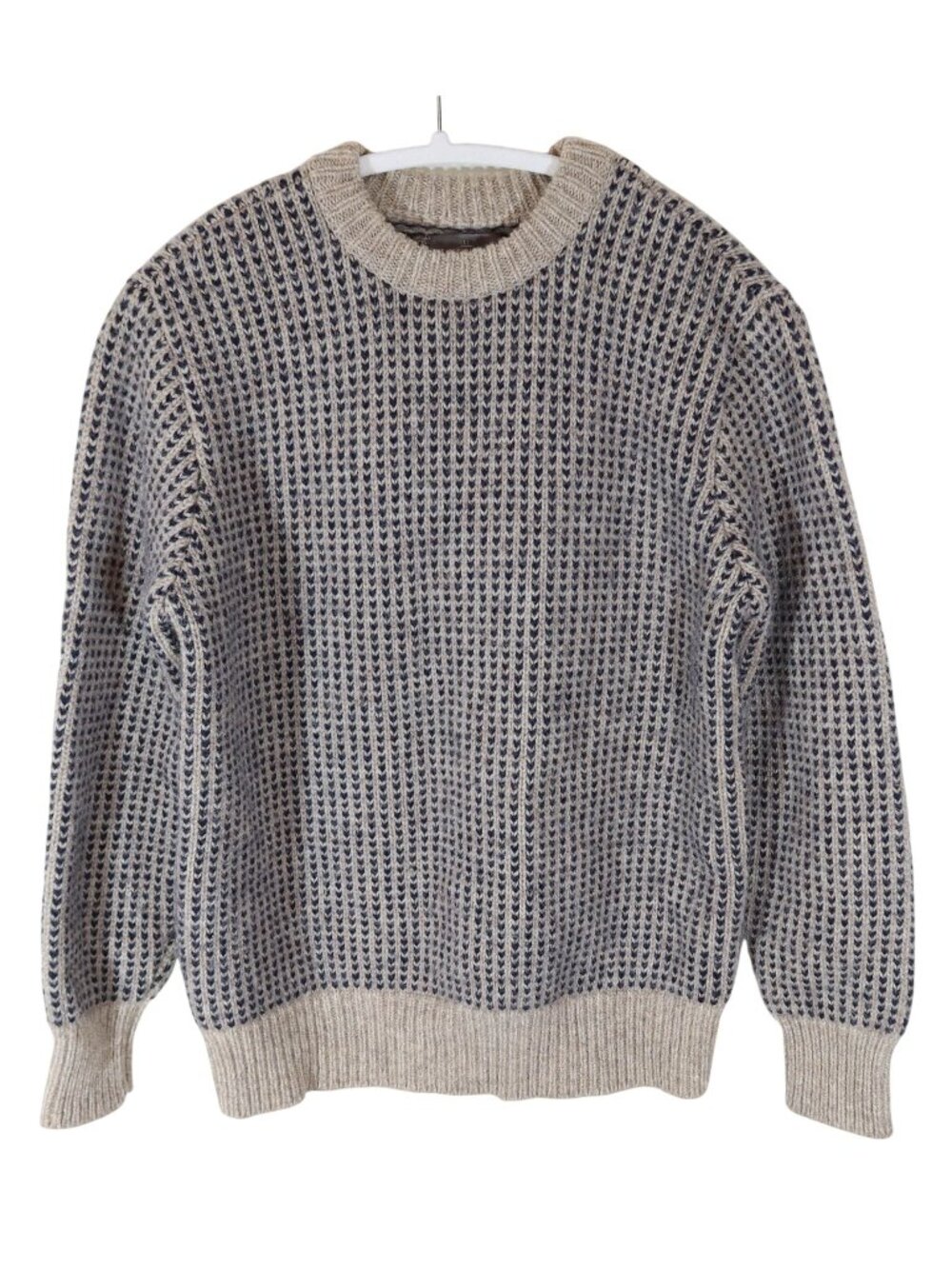 LL BEAN SIGNATURE 100% Wool Birds Eye Pullover Sweater Size M Outdoor Preppy